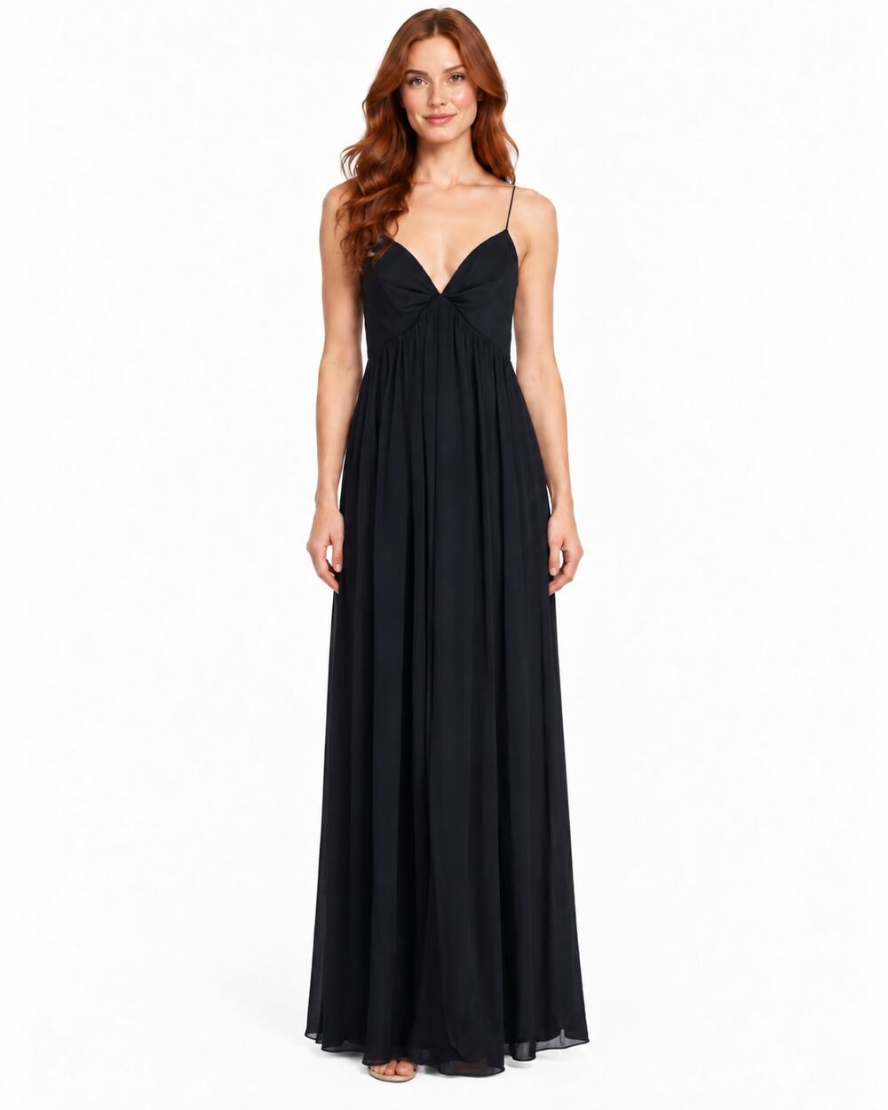 NEW SACHIN & BABI Long Gown Maxi Dress 4 Black V-Neck Empire Waist Formal Event